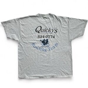 Vintage 90s Y2k Champion Quicky's Bowling Kenny Ken Delivery T Shirt Gray XXL